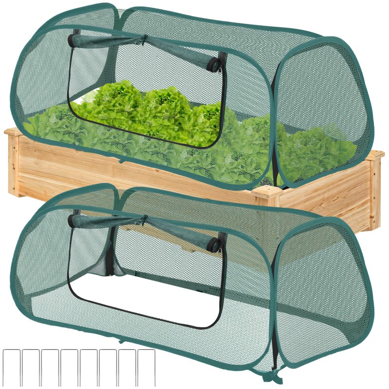 ANGAR 2Pack Garden Covers for Raised Beds, Pop Up Mesh Plant Covers for Outdoors, 30% Sunblock Plant Shade Tent, Crop Cage for Seedlings Vegetable Against Birds, Animals, with 8 Stakes (45"X22"X16") - Image 1