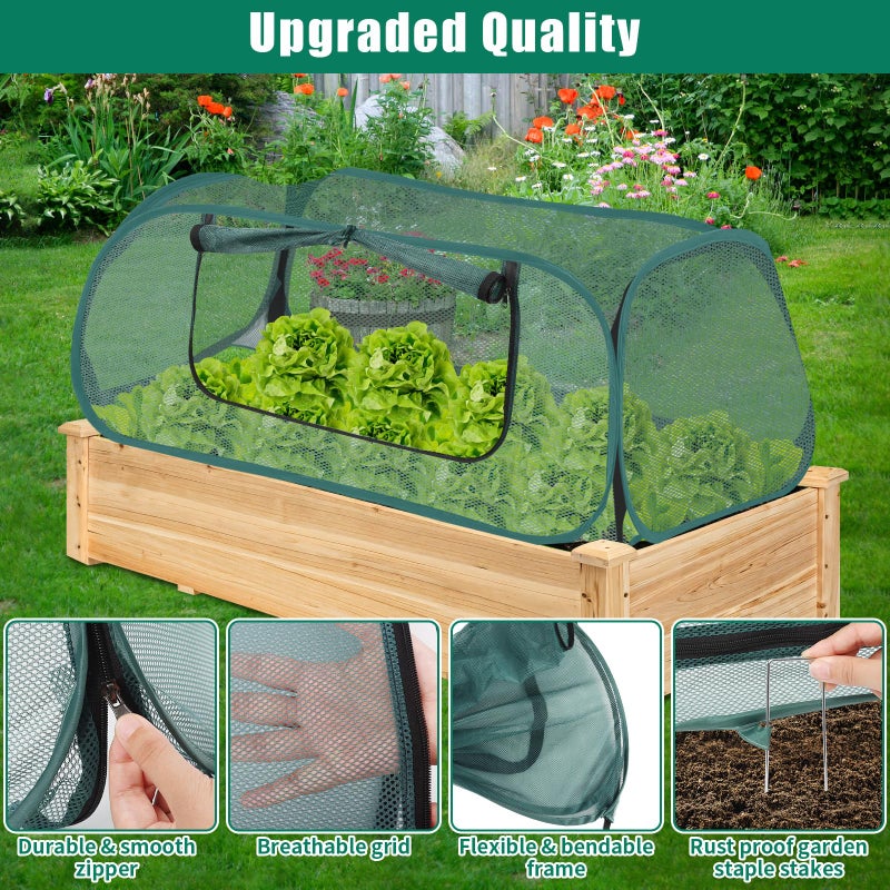 ANGAR 2Pack Garden Covers for Raised Beds, Pop Up Mesh Plant Covers for Outdoors, 30% Sunblock Plant Shade Tent, Crop Cage for Seedlings Vegetable Against Birds, Animals, with 8 Stakes (45"X22"X16") - Image 5