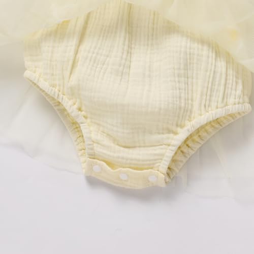 ODOLDI Baby Girls 1st Birthday Outfit Spaghetti Straps Romper Tutu Dress Headband One Year Old Party Cake Smash Outfits Apricot Flower 6-12 Months - Image 5