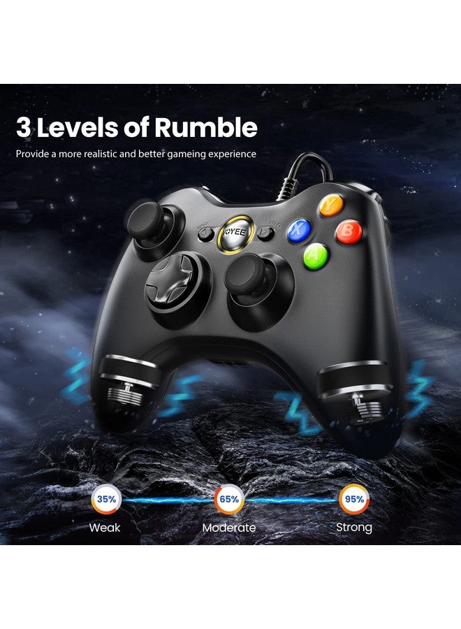VOYEE Pc Controller, Wired Controller Compatible With Microsoft Xbox 360 & Slim/Pc Windows 10/8/7, With Upgraded Joystick, Double Shock | Enhanced (Black)  - Image 3