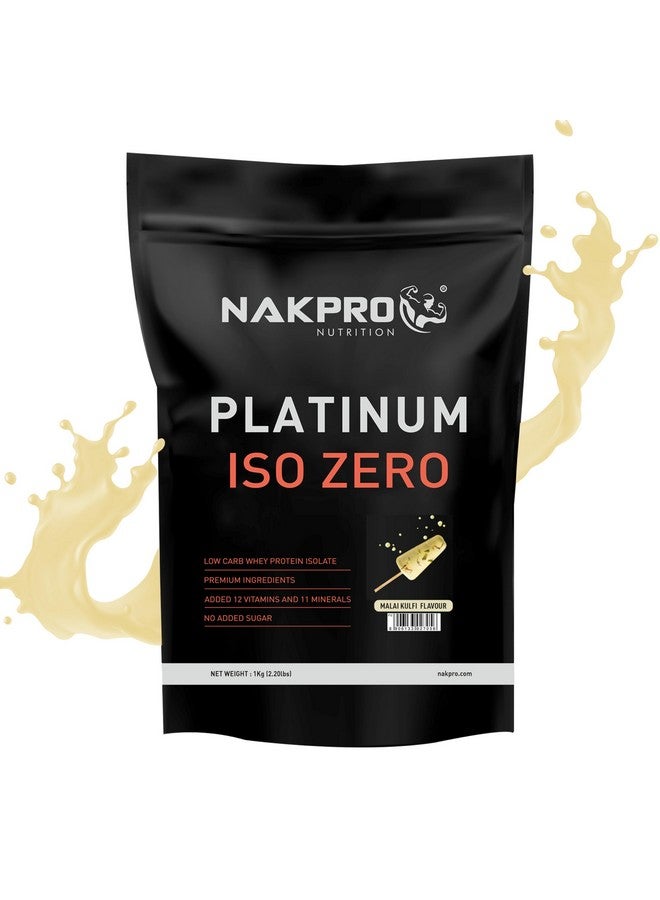 NAKPRO ناكبرو بلاتينوم آيزو زيرو 100% بروتين مصل اللبن المعزول | مع فيتامينات ومعادن مضافة | مسحوق مكمل بروتين مصل اللبن سهل الخلط وسهل الهضم للرجال والنساء والرياضيين (1 كجم، ملائي كولفي) - Image 1