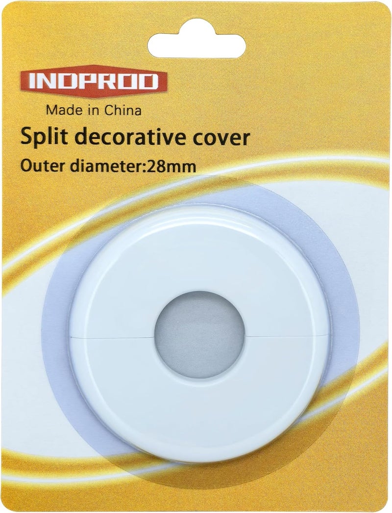 INDPROD Wall Split Flange, Fit 1.1"/28mm Outer Diameter Pipe, Self-Adhesive Escutcheon Plate with Buckle, ABS Round Pipe Cover Decoration Plumbing Cover Plates for Bathroom Kitchen, White, 1 Piece - Image 1