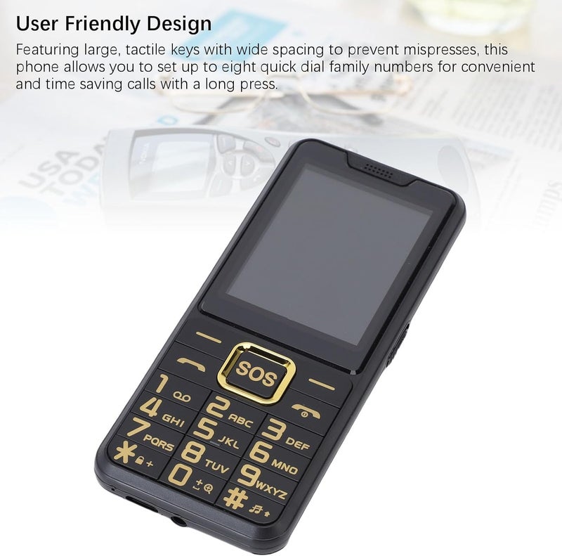 LICAEVEY Cell Phone for Seniors, 2.6in HD Display Unlocked Phones with SOS Button & Flashlight, 2500mAh Easy to Use Dumb Phone with Loud Volume, Voice Recorder, 3 Card Slots (Black) - Image 3
