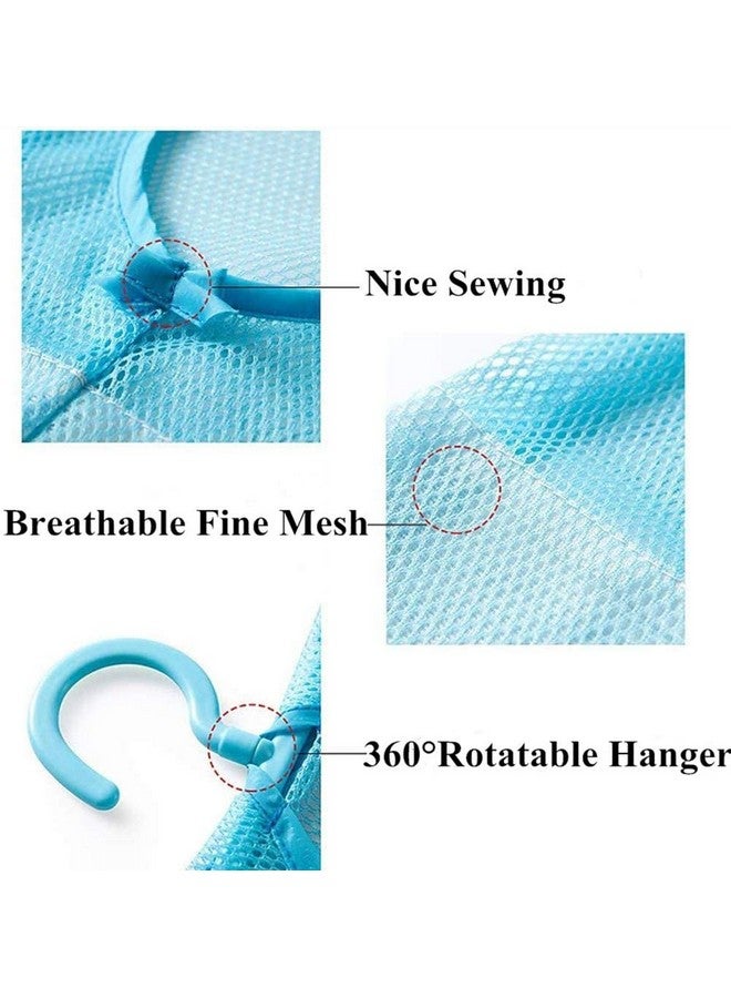 ZURATO Multipurpose Clothespin Bag With Hanger,Hanging Storage Mesh Bag For Home Over The Door-Laundry Net Pouch Bathroom Organizer(2),Blue - Image 4