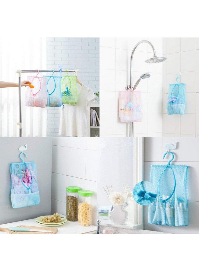 ZURATO Multipurpose Clothespin Bag With Hanger,Hanging Storage Mesh Bag For Home Over The Door-Laundry Net Pouch Bathroom Organizer(2),Blue - Image 5