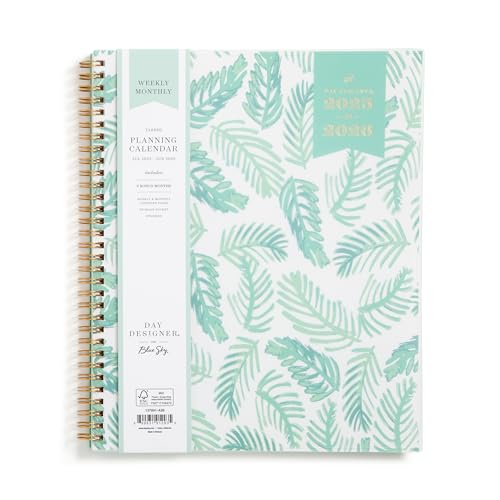 Blue Sky Day Designer 2025-2026 Weekly and Monthly Academic Year Planner Calendar, July 2025 - June 2026, 8.5" x 11", Flexible Cover, Laminated Tabs, Storage Pocket, Includes Stickers, Palms - Image 1