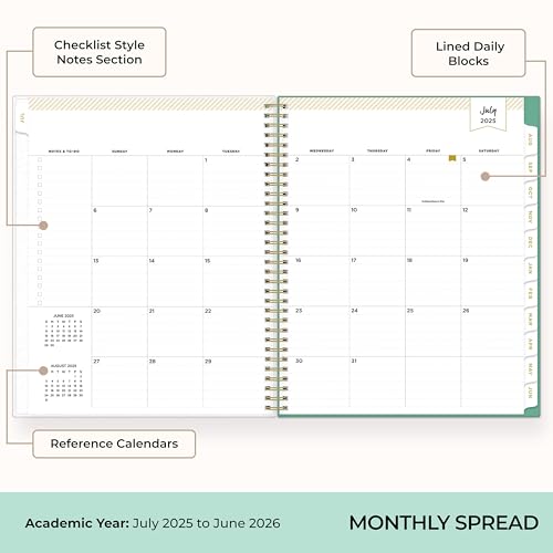 Blue Sky Day Designer 2025-2026 Weekly and Monthly Academic Year Planner Calendar, July 2025 - June 2026, 8.5" x 11", Flexible Cover, Laminated Tabs, Storage Pocket, Includes Stickers, Palms - Image 4