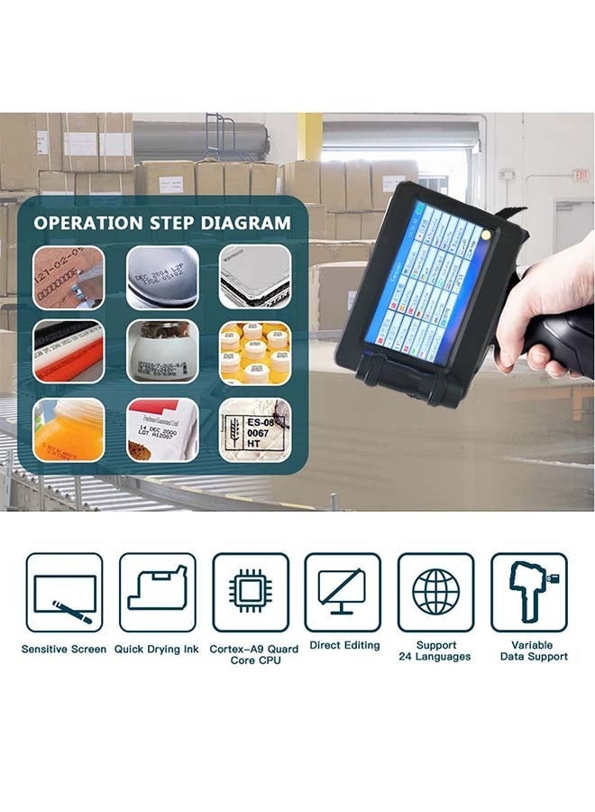 12.7mm Expiry Date Handheld Inkjet Printer with 28 Languages - 4.3-Inch Touch Screen, High-Resolution Printing - Image 4
