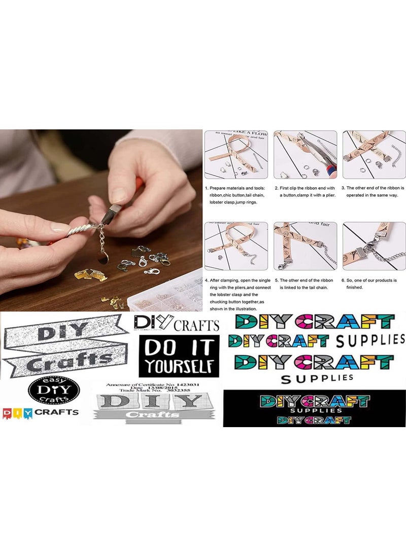 DIY Crafts - DIY Crafts (4 Sets, K C Gold) Fold Over Crimp Cord Ends for Jewelry Making – 1 Set = 6x Cord End Clamps - 6x Cord Clamp Ends Crimp 1 mtr Chain Jewelry Finding for Leather Ribbon - Image 1
