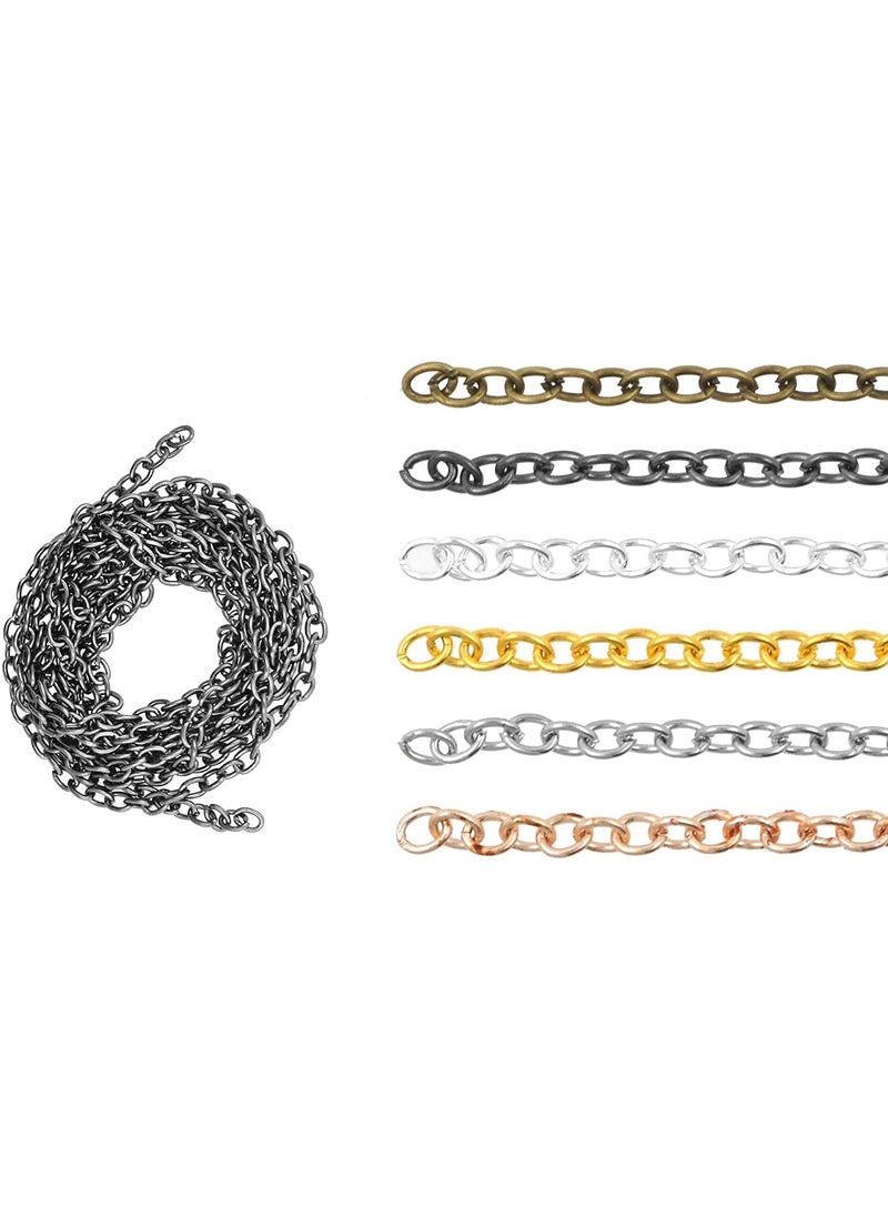 DIY Crafts - DIY Crafts (4 Sets, K C Gold) Fold Over Crimp Cord Ends for Jewelry Making – 1 Set = 6x Cord End Clamps - 6x Cord Clamp Ends Crimp 1 mtr Chain Jewelry Finding for Leather Ribbon - Image 1