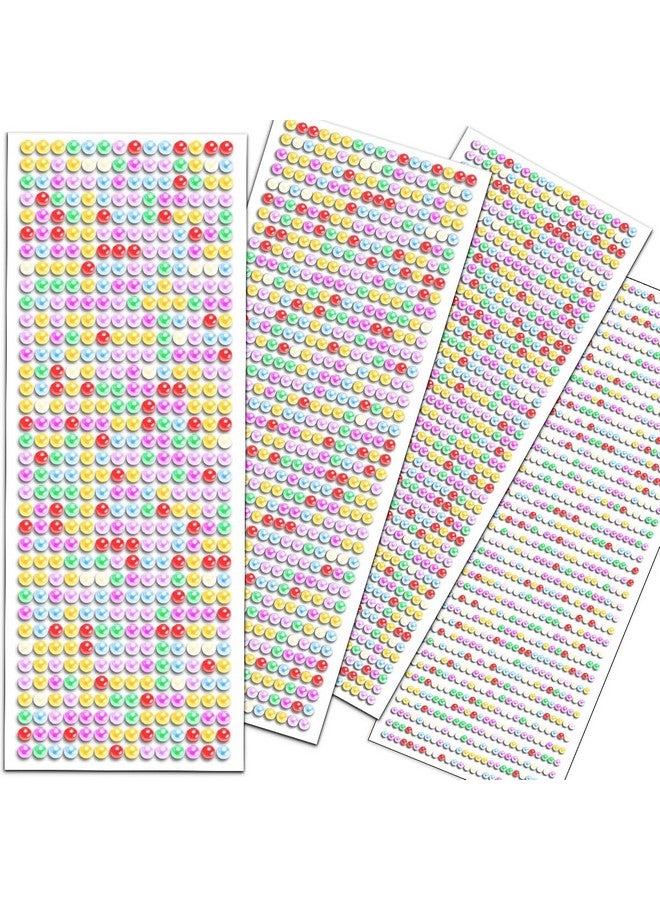 Jacnkb 3090 Pcs 4 Sheets Pearl Rhinestone Stickers 3456 Mm Self Adhesive Craft Rhinestones Gems For Face Eyes Makeup Hair Body (Colorpearl3456Mm) - Image 1