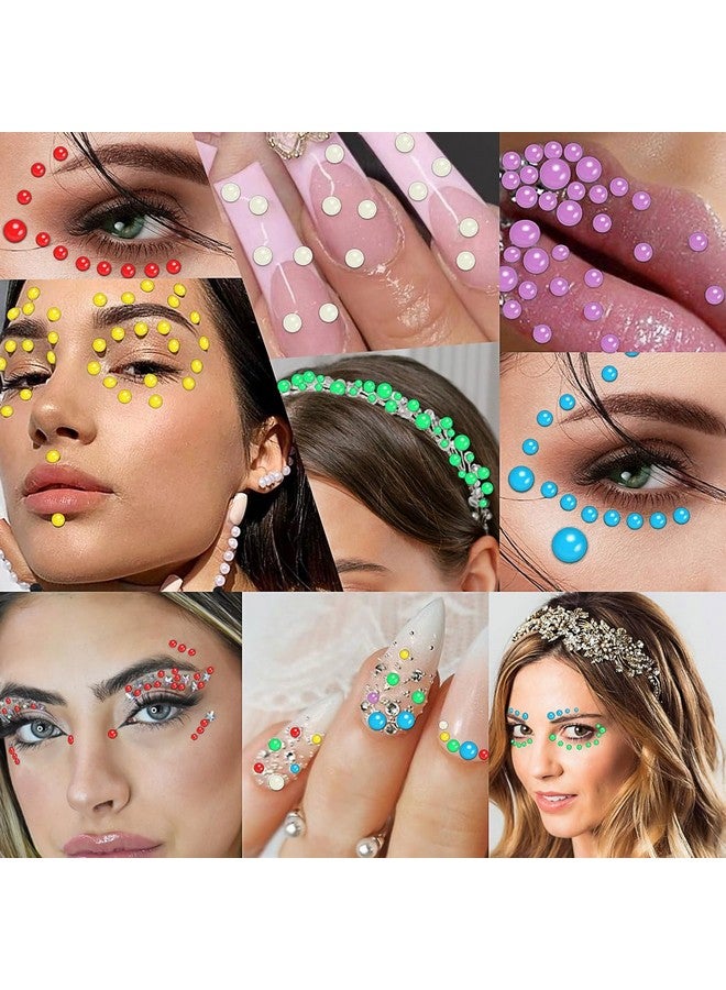 Jacnkb 3090 Pcs 4 Sheets Pearl Rhinestone Stickers 3456 Mm Self Adhesive Craft Rhinestones Gems For Face Eyes Makeup Hair Body (Colorpearl3456Mm) - Image 5