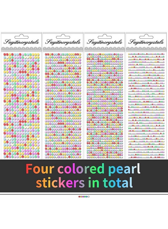 Jacnkb 3090 Pcs 4 Sheets Pearl Rhinestone Stickers 3456 Mm Self Adhesive Craft Rhinestones Gems For Face Eyes Makeup Hair Body (Colorpearl3456Mm) - Image 3