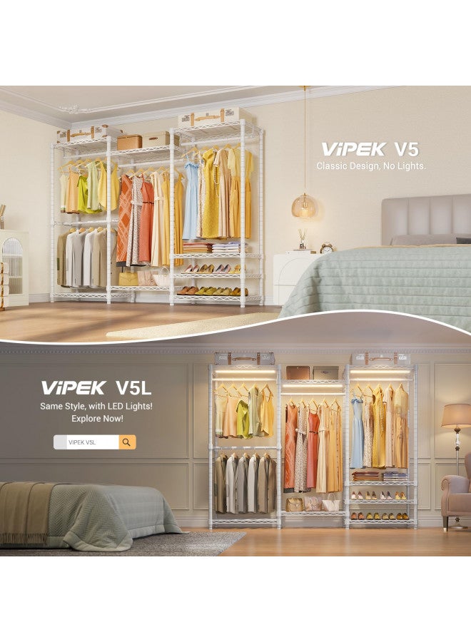 VIPEK خزانة ملابس محمولة VIPEK V5 رف ملابس ثقيل الوزن رف ملابس معدني قائم بذاته، أبيض - Image 2