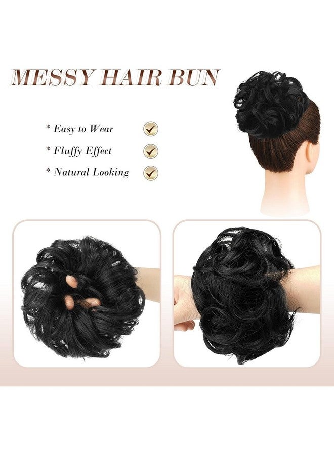 PRAVRAJYA Messy Hair Bun Cotton Lace Extensions Chignons Hair Scrunchy Updo Hairpiece Hair Extensions for Women's Wedding & other Function (Natural Black) - Image 4