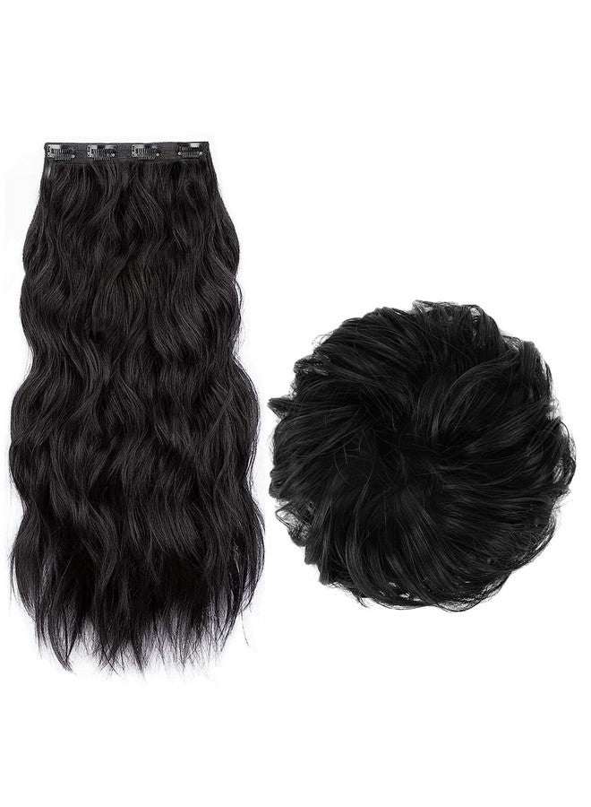 PRAVRAJYA Messy Hair Bun Cotton Lace Extensions Chignons Hair Scrunchy Updo Hairpiece Hair Extensions for Women's Wedding & other Function (Natural Black) - Image 1