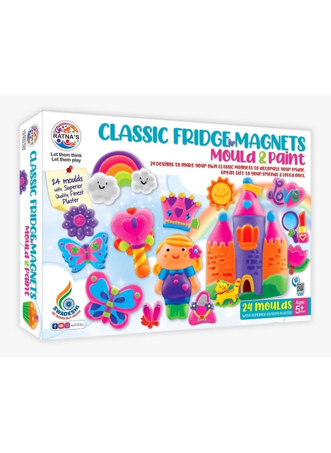 RATNA'S Ratna's Classic Fridge Magnets Mould & Paint Senior DIY Kit - Create 24 Adorable Plaster Fridge Magnets & Badges - Fun Craft Activity for Kids & Adults  - Image 1