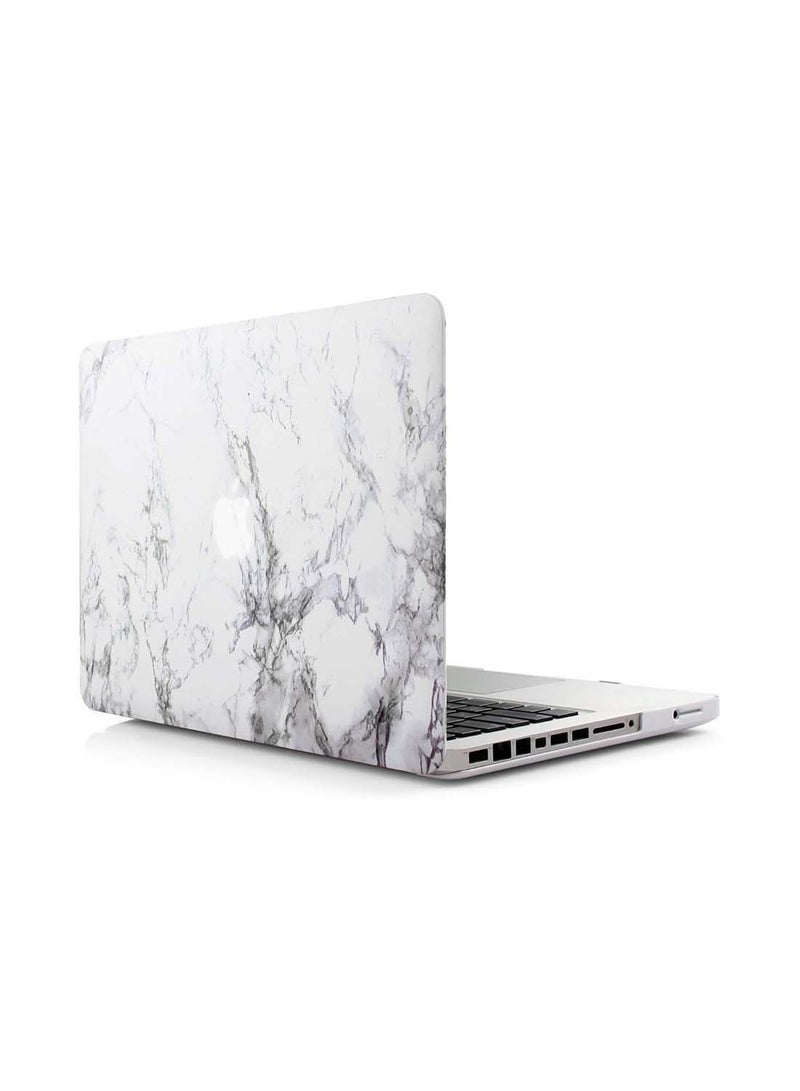 Loquat Hard Shell Case Cover For Apple MacBook Pro 13-Inch White Marble - Image 1