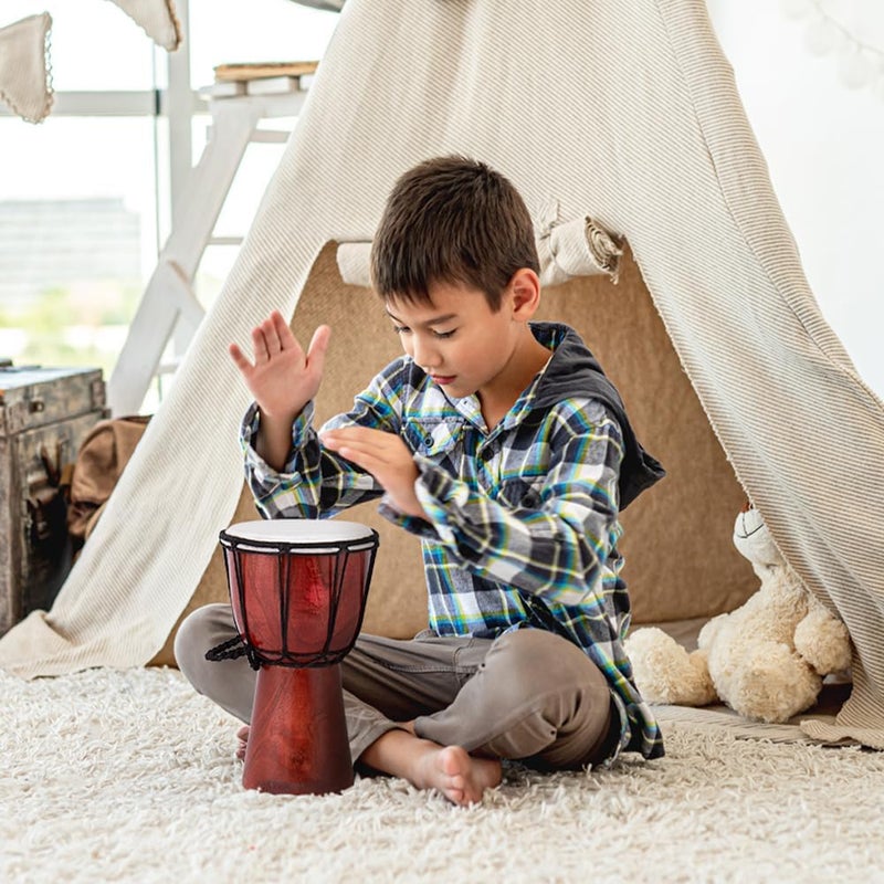 Art Creativity 8 Inch Mini Wooden Toy Drum for Kids - Rustic Brown Wood Djembe - Fun Musical Instrument Baby Drum Toy - Gift Idea, Birthday Party Favor for Boys, Girls, Toddler and Baby - Image 5