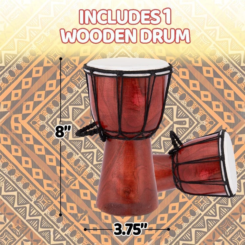 Art Creativity 8 Inch Mini Wooden Toy Drum for Kids - Rustic Brown Wood Djembe - Fun Musical Instrument Baby Drum Toy - Gift Idea, Birthday Party Favor for Boys, Girls, Toddler and Baby - Image 2