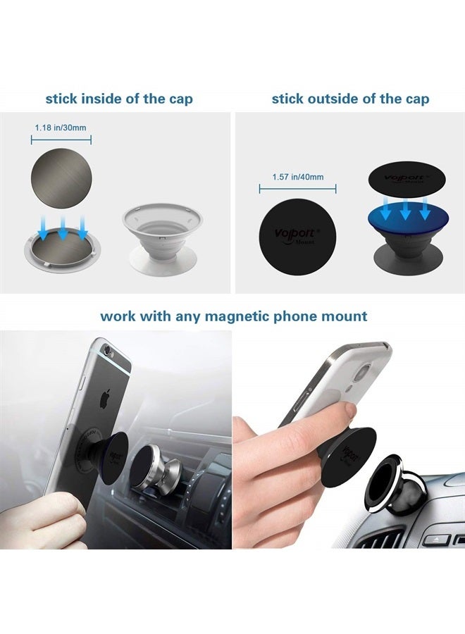 VOLPORT Mount Metal Plates Replacement 6pcs for Magnetic Phone Magnet Car Mount, Phone 3M Strong MagicPlate Metal Disc Sticker Adhesive Round for Magnet Cell Phone Holder Grip(Pops Stand Not Included) - Image 2