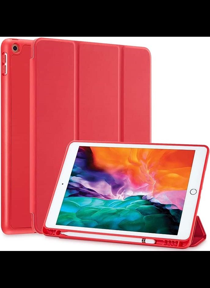 Case for iPad 6th/5th Generation 9.7-Inch, 2018/2017 Model Rebound Slim Smart Case with Built-in Pencil Holder, Strong Magnetic Trifold Stand and Auto Sleep/Wake Fit iPad 9.7 Inch (Red)