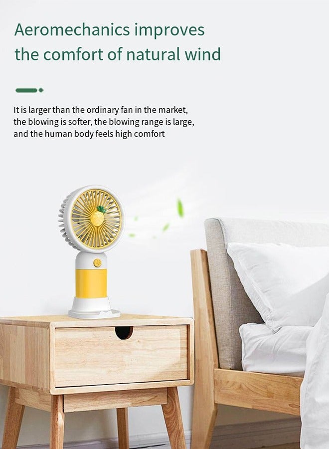 Ocean Mini Handheld Desktop Fan, Portable Personal Fans, USB Rechargeable Handheld Fan, Cute Small Electric Fan for Girls/Women/Kids Outdoor Travel, for Office, Yellow - Image 3