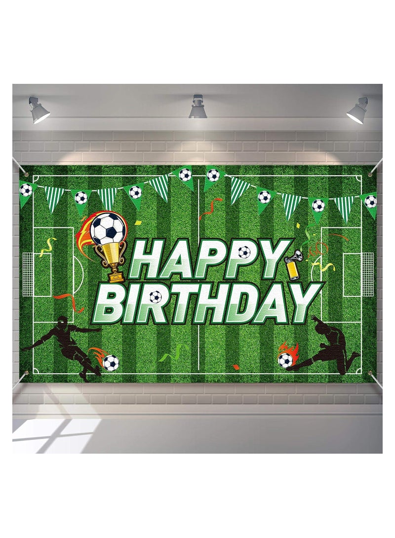 SYOSI Soccer Birthday Party Backdrop Football Field Photo Background Soccer Theme Birthday Party Decorations Photo Booth Props for Boys Kids Cake Table Decorations, 210x150cm / 6.9x4.9 ft - Image 1