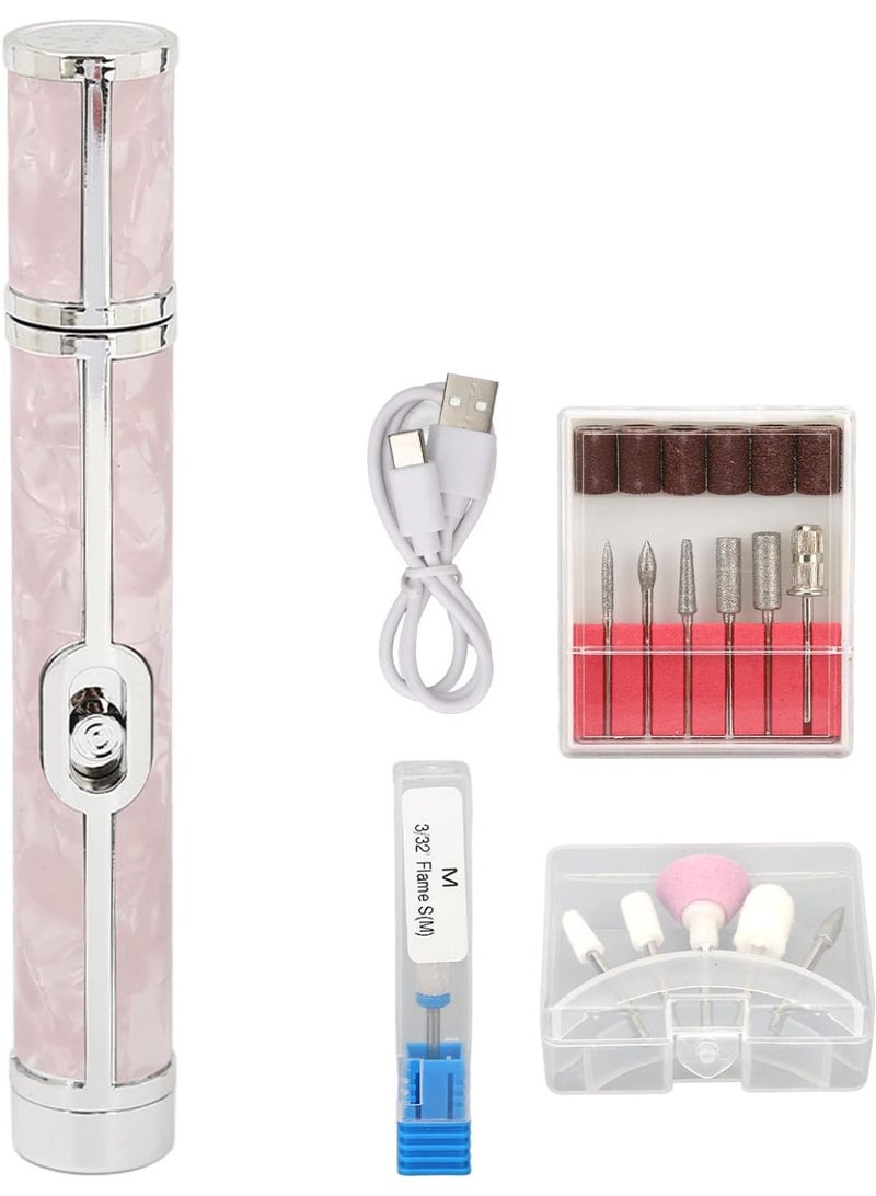 جهاز تبريد و تلميع  الاظافر بالشحن مع ادوات  مانيكير وباديكير، شحن USB 20000 دورة في الدقيقة، 4 سرعات قابلة للتعديل، مجموعة مبرد أظافر عالية السرعة، وردي - Image 1