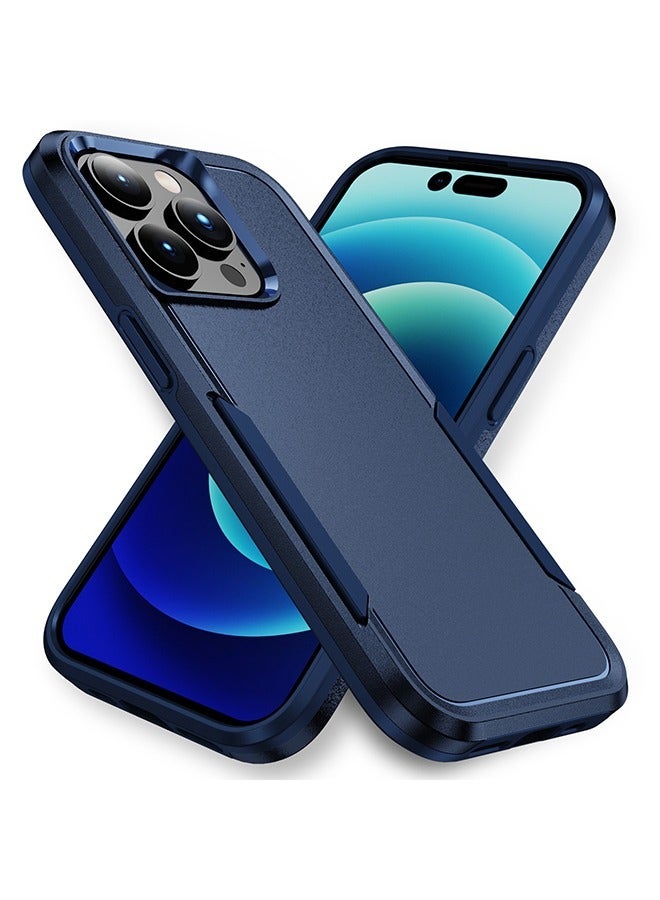 حافظة مغناطيسية شديدة التحمل لهاتف iPhone14 pro max، غطاء بتصميم مقاوم للغبار متوافق مع MagSafe، غطاء واقٍ مضاد للخدش باللون الأصفر (أزرق داكن) - Image 1