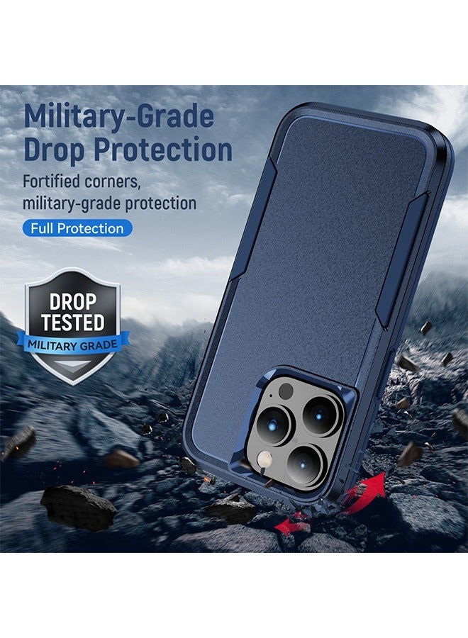 حافظة مغناطيسية شديدة التحمل لهاتف iPhone14 pro max، غطاء بتصميم مقاوم للغبار متوافق مع MagSafe، غطاء واقٍ مضاد للخدش باللون الأصفر (أزرق داكن) - Image 2