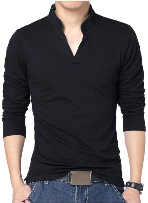 Solid Long Sleeves T-Shirt Black