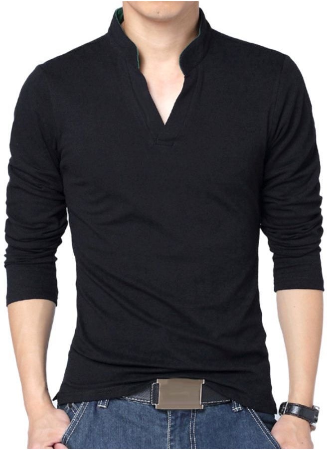 NIBEMINENT - Solid Long Sleeves T-Shirt Black - Image 1