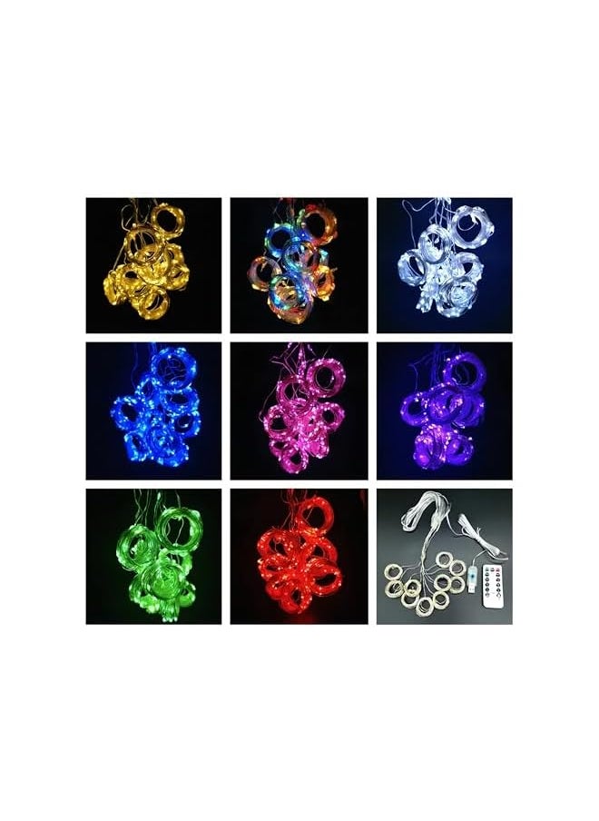 The Bros 3 * 3Curtain String Lights, 300LED，Colorful，8 Modes Fairy Hanging Lights with Remote & Timer, USB Operated, Waterproof for Indoor/Outdoor Decorations - Bedroom, Wedding, Party  - Image 3