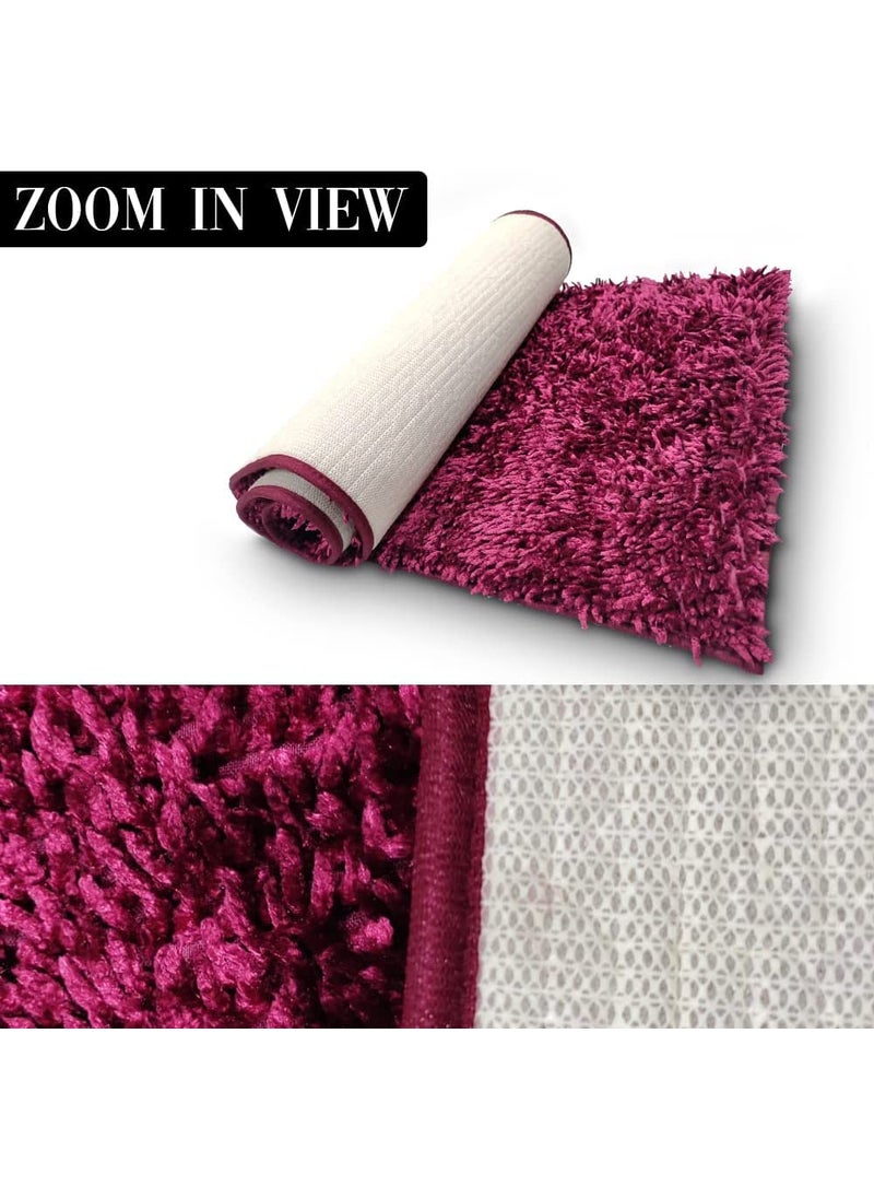 DOZIAZ DOZIAZ Premium AntiSlip Shaggy Fluffy Fur Bed Side Runner Rug Carpet Floormat for Living Room Bedroom Guest Room Kids Room Hall ect 22 55 Inches Pink  - Image 3