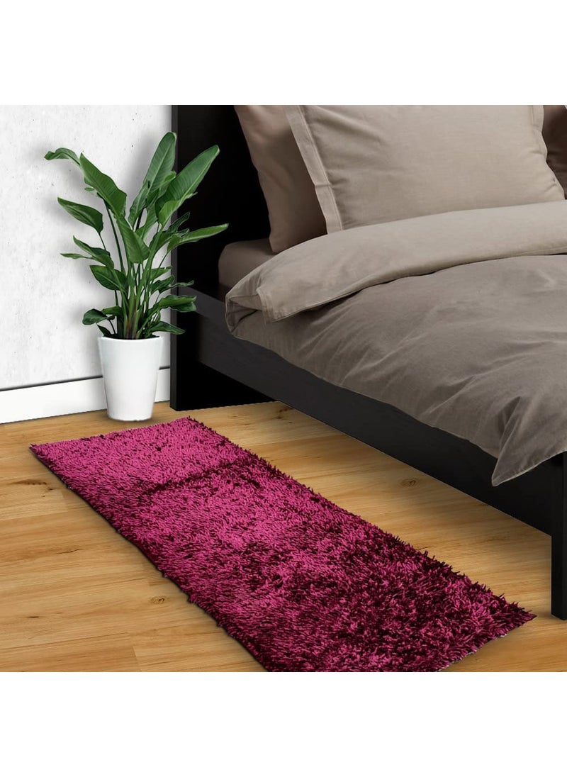 DOZIAZ DOZIAZ Premium AntiSlip Shaggy Fluffy Fur Bed Side Runner Rug Carpet Floormat for Living Room Bedroom Guest Room Kids Room Hall ect 22 55 Inches Pink  - Image 1