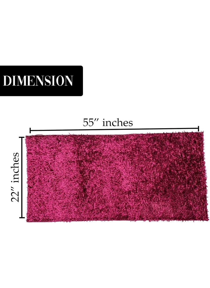 DOZIAZ DOZIAZ Premium AntiSlip Shaggy Fluffy Fur Bed Side Runner Rug Carpet Floormat for Living Room Bedroom Guest Room Kids Room Hall ect 22 55 Inches Pink  - Image 2