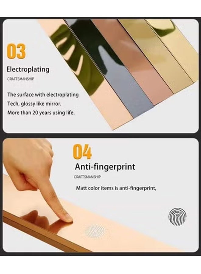 XiuWoo 15mm Self-Adhesive Stainless Steel Mirror Decorative Strips - gold Wall Trim, Peel & Stick Metal Frame Border for Wall Mirrors, Mirror Finish Decoration，Convenient and fast - Image 3