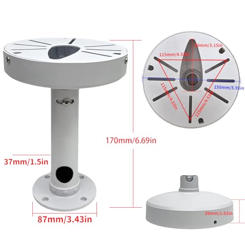 NVRTTRR 6 inches Dome Camera Mount Ceiling Mount BracketIndoor Outdoor Security Camera Wall Mount Metal Bracket Junction Box Cable ManagementJunction Box Pole Mounts - Image 3