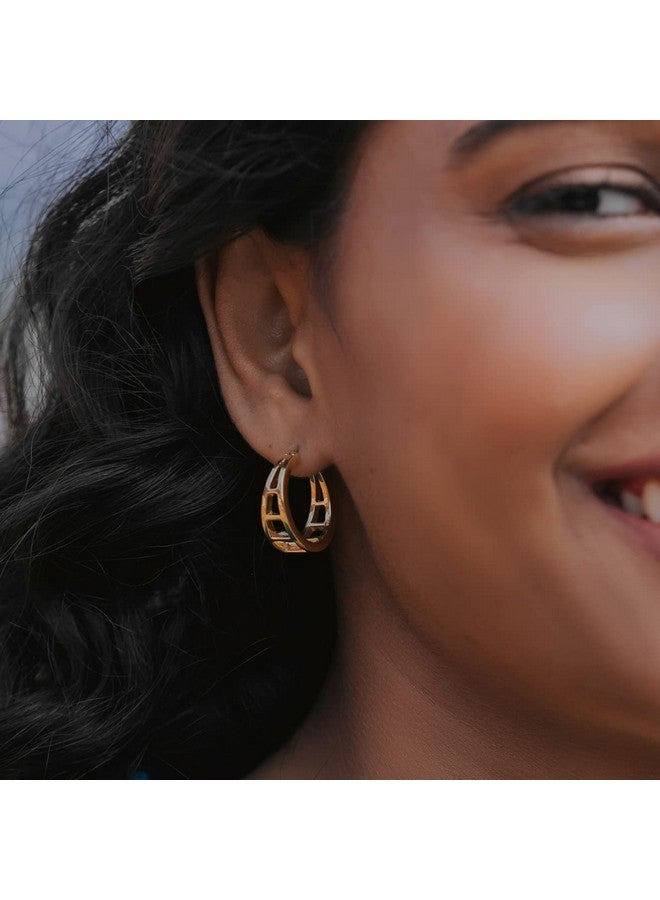 Shaya by CaratLane 16mm Back to Basics Hoop Earrings in Gold Plated 925 Silver - Image 2