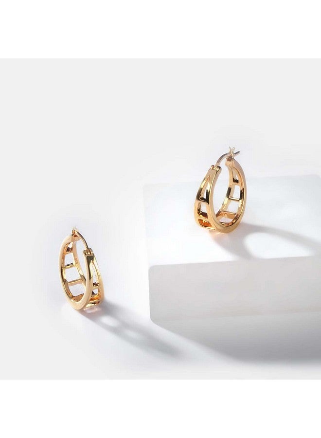 Shaya by CaratLane 16mm Back to Basics Hoop Earrings in Gold Plated 925 Silver - Image 3