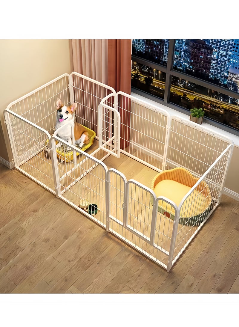 MissTiara قلم لعب للكلاب الصغيرة والمتوسطة للاستخدام الداخلي، سياج حيوانات أليفة بإطار معزز وتصميم آمن، مع أكواب شفط، قلم تمرين للجراء مقاوم للمضغ مع منطقة منفصلة للراحة واللعب بحجم: 180*60*70 سم - Image 1