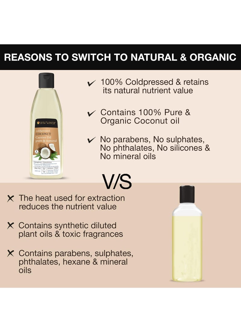 Soulflower Organic Coconut Oil Hair Growth, Long & Shiny Hair & Skin Moisturization, Face & Body Massage, Nariyal/Khopa, 100% Pure, Natural & Cold Pressed, No Mineral Oil & Preservatives, 225ml - Image 5