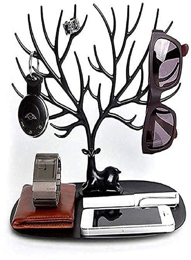 KIDINGTON Plastic Deer Accessories Creative Sika Deer Tree Tray Display Stand Holder Organizer, Jewelry Rack, Key Holder (Black) - Image 4