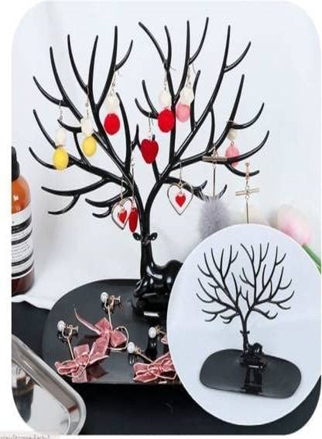 KIDINGTON Plastic Deer Accessories Creative Sika Deer Tree Tray Display Stand Holder Organizer, Jewelry Rack, Key Holder (Black) - Image 2