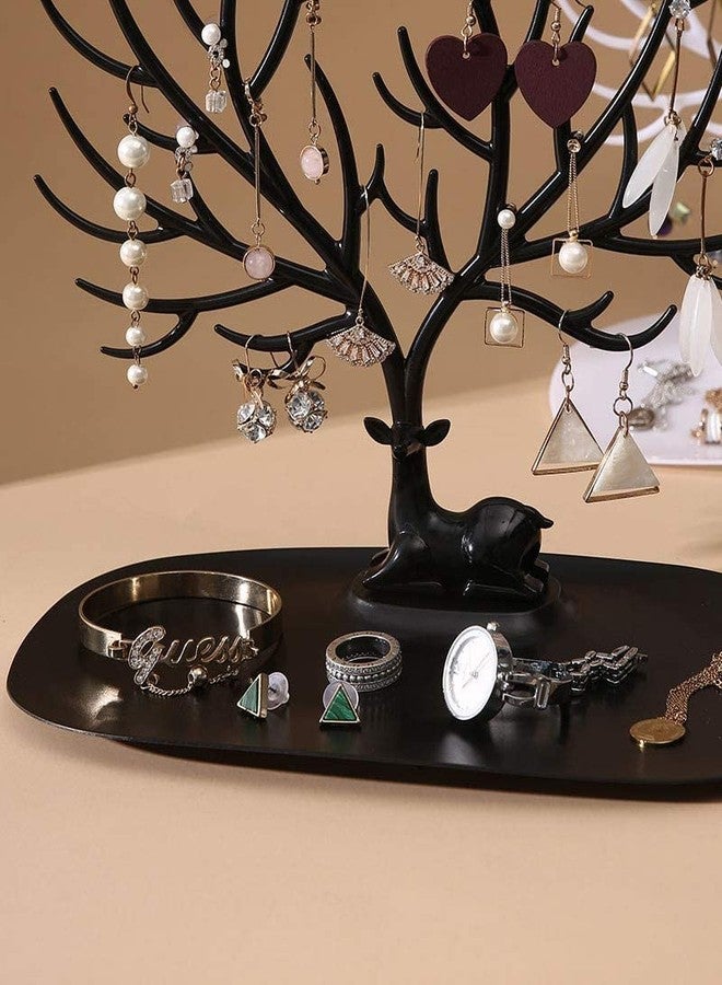 KIDINGTON Plastic Deer Accessories Creative Sika Deer Tree Tray Display Stand Holder Organizer, Jewelry Rack, Key Holder (Black) - Image 3