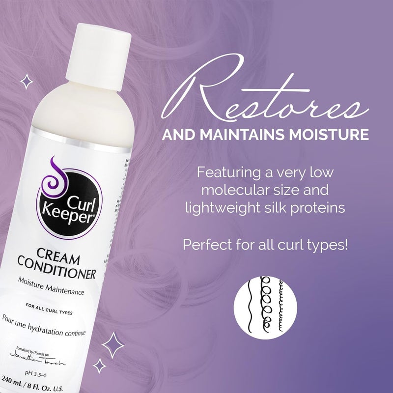 Curl Keeper Cream Conditioner for Curly Hair, 8 Fl Oz - Lightweight Daily Hair Conditioner for All Curl Types - Moisturizing & Deep Conditioning Helps Detangle, Maintain Shine & Locks-In Color - Image 2