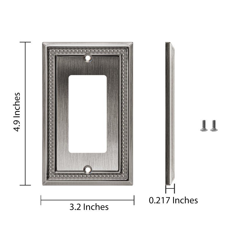Henne Bery Sunken Pearls Heavy Duty Decorative Wall Plate Switch Plate Outlet Cover (Single Decorator, 2 Pack, Heirloom Silver) - Image 3