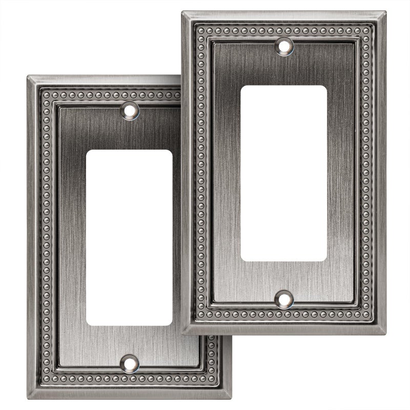 Henne Bery Sunken Pearls Heavy Duty Decorative Wall Plate Switch Plate Outlet Cover (Single Decorator, 2 Pack, Heirloom Silver) - Image 1