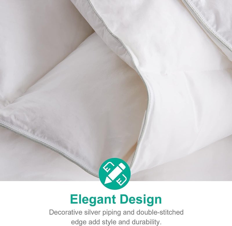 APSMILE All Season Down Feather Fibers Comforter King Size - Ultra-Soft High Fill-Power Hotel Collection Duvet Insert, Fluffy Medium Warm Quilt Comforter with Corner Tabs(106x90, White) - Image 5